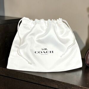 Coach White Satin Draw String Dust Bag 9” Tall 11.5” Wide